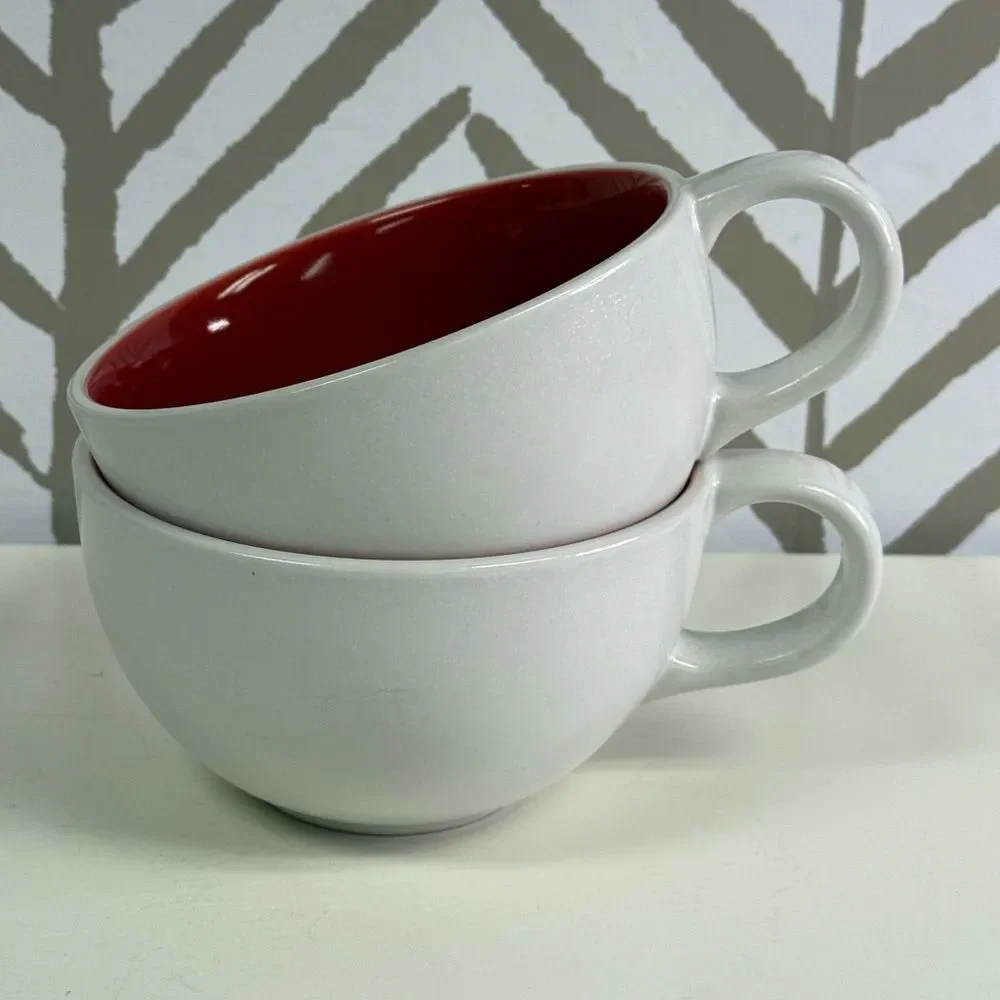 Crate & Barrel White & Ted Mugs Set of 2